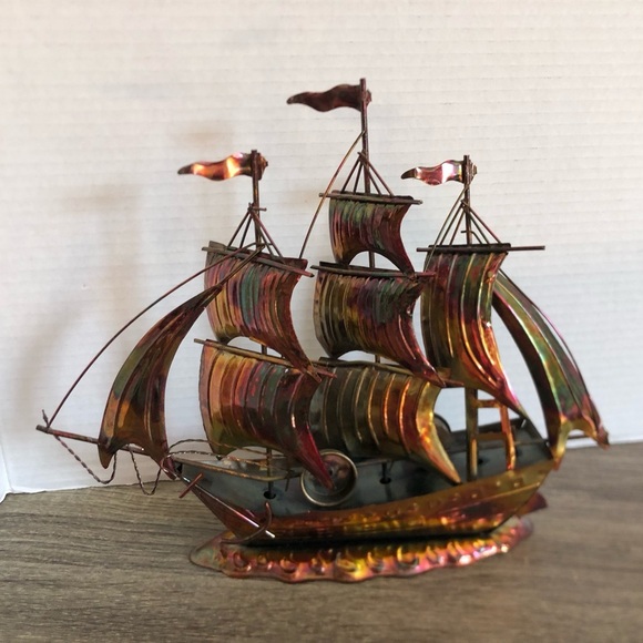 Vtg MCM Copper Sailboat Decor - Picture 4 of 10